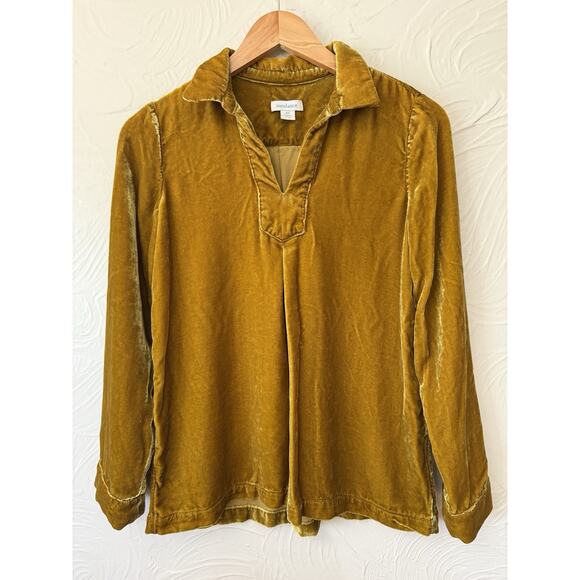 Sundance Velvet Silk Blend Tunic Top XS Gold Mustard Long Sleeve Boho Luxe - Picture 1 of 7